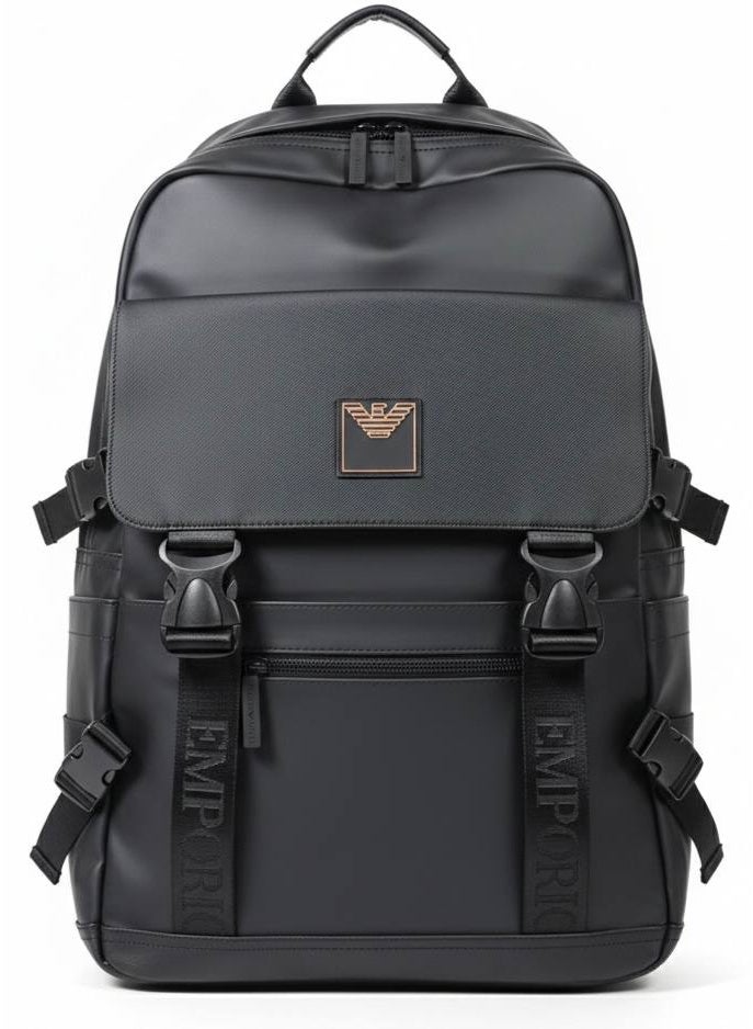 Water-resistant backpack with a modern design and durable material, large capacity and multiple pockets - Black